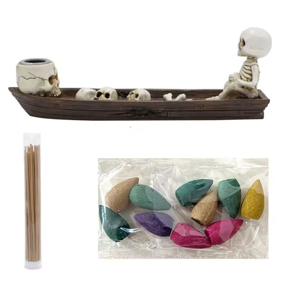 Skull Boat Incense Holder