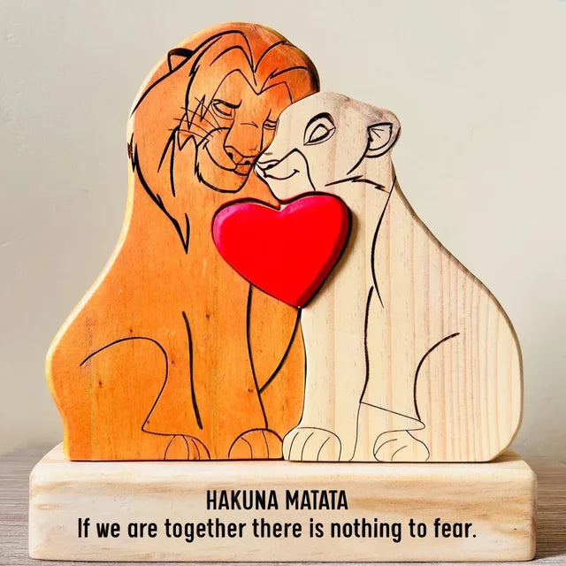 Personalized Lion Family Wooden Puzzle – Custom Gift