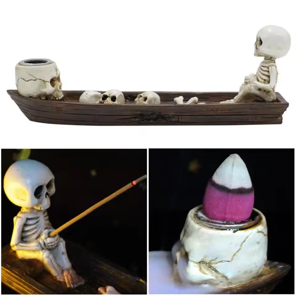 Skull Boat Incense Holder