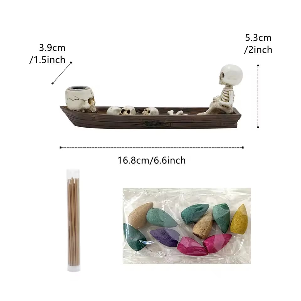 Skull Boat Incense Holder